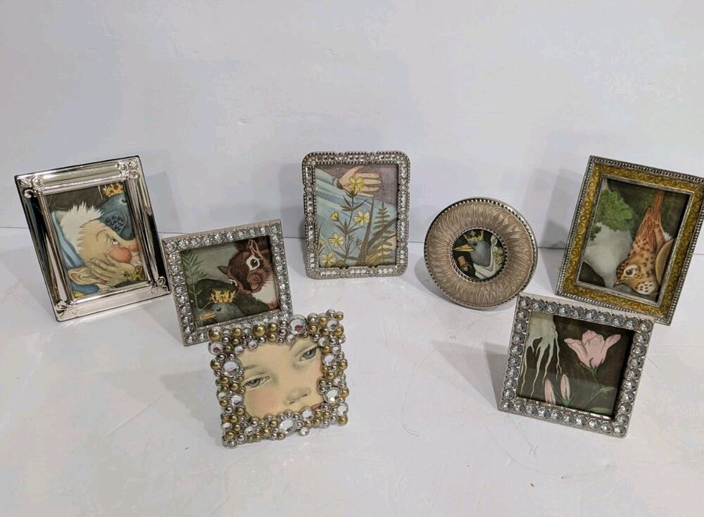 Adrienne Ségur Thumbelina Fairy Tale Miniature Picture Frames Lot 7 Jeweled Art